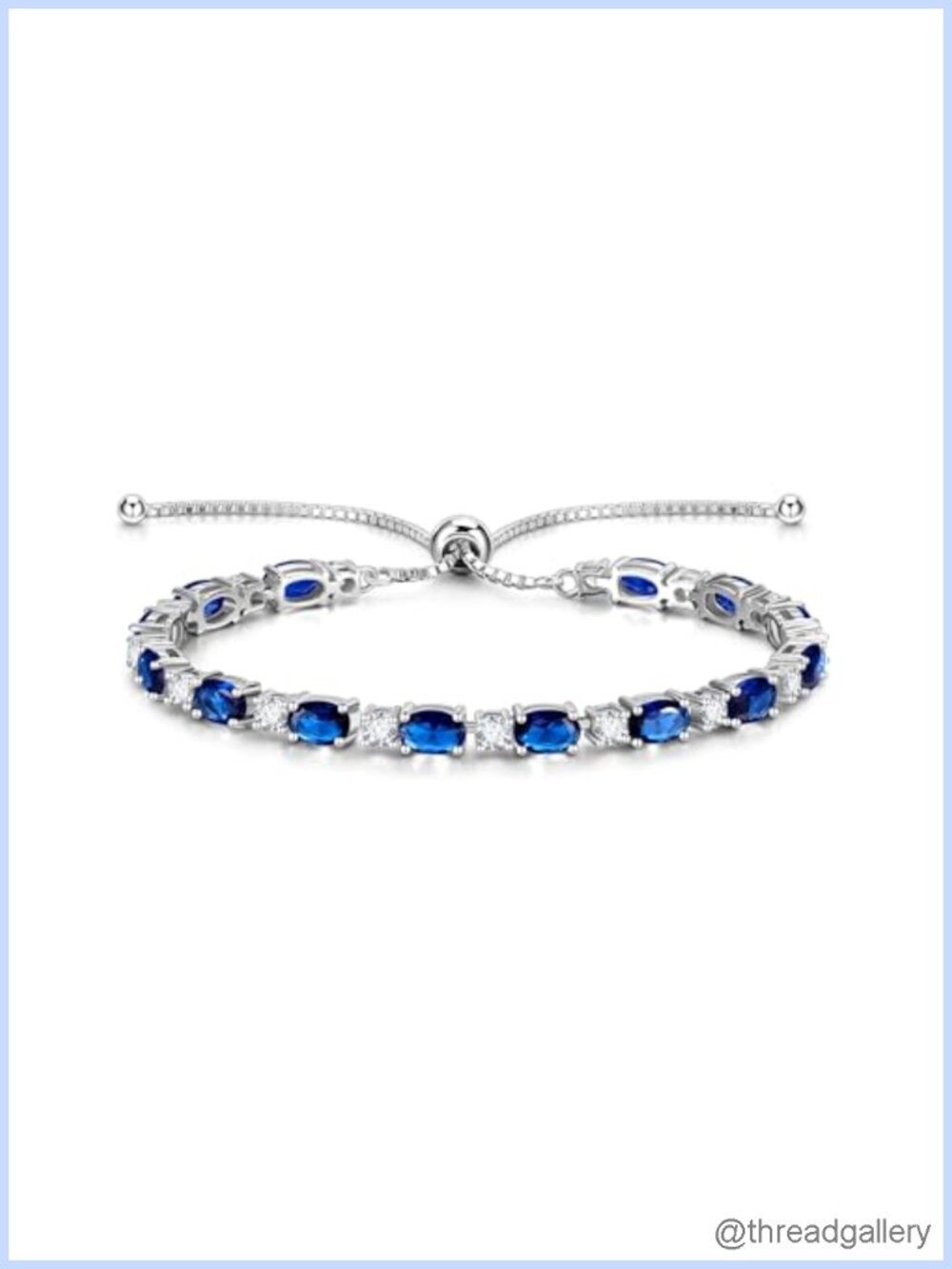 Sterling Silver Bolo Tennis Bracelet Adjustable Birthstone CZ